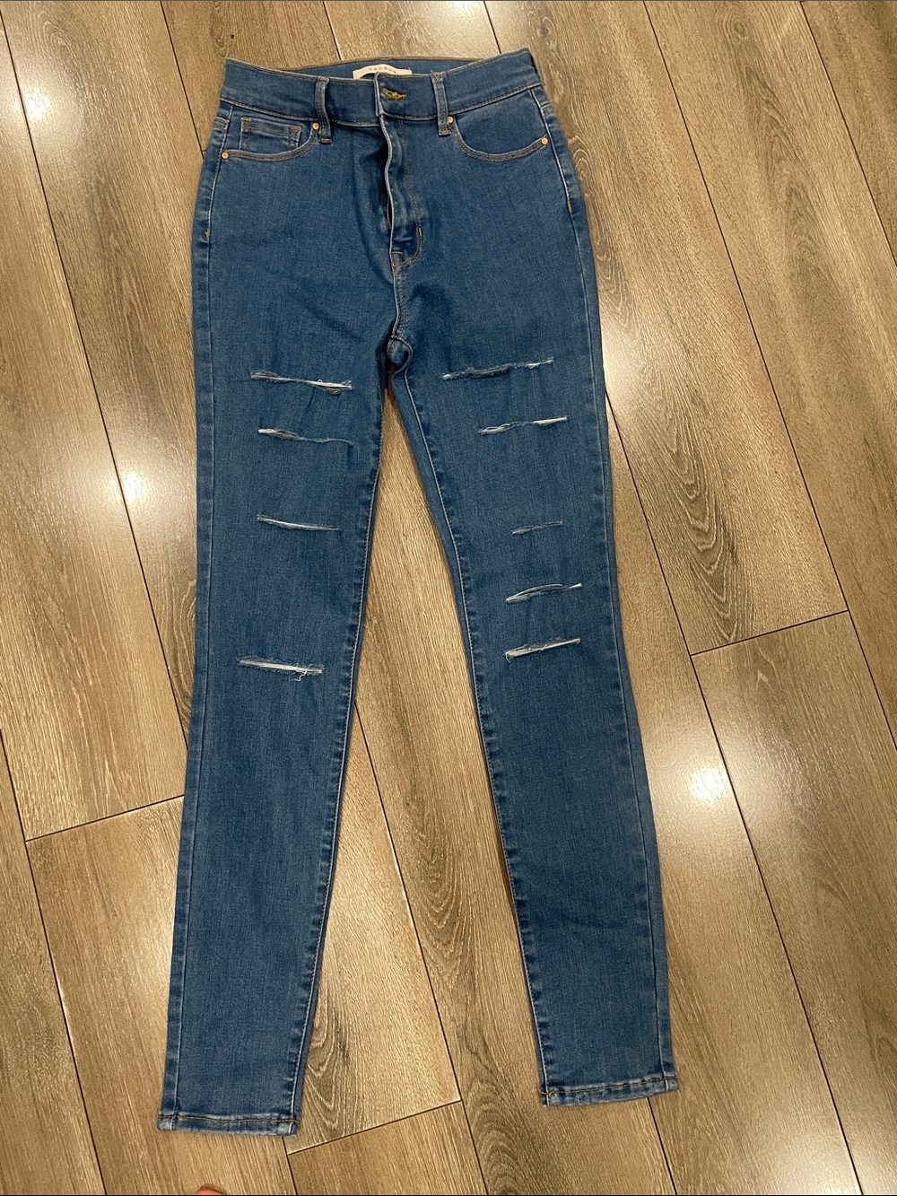 PacSun Dark Blue Distressed High-Rise Skinny Jeans